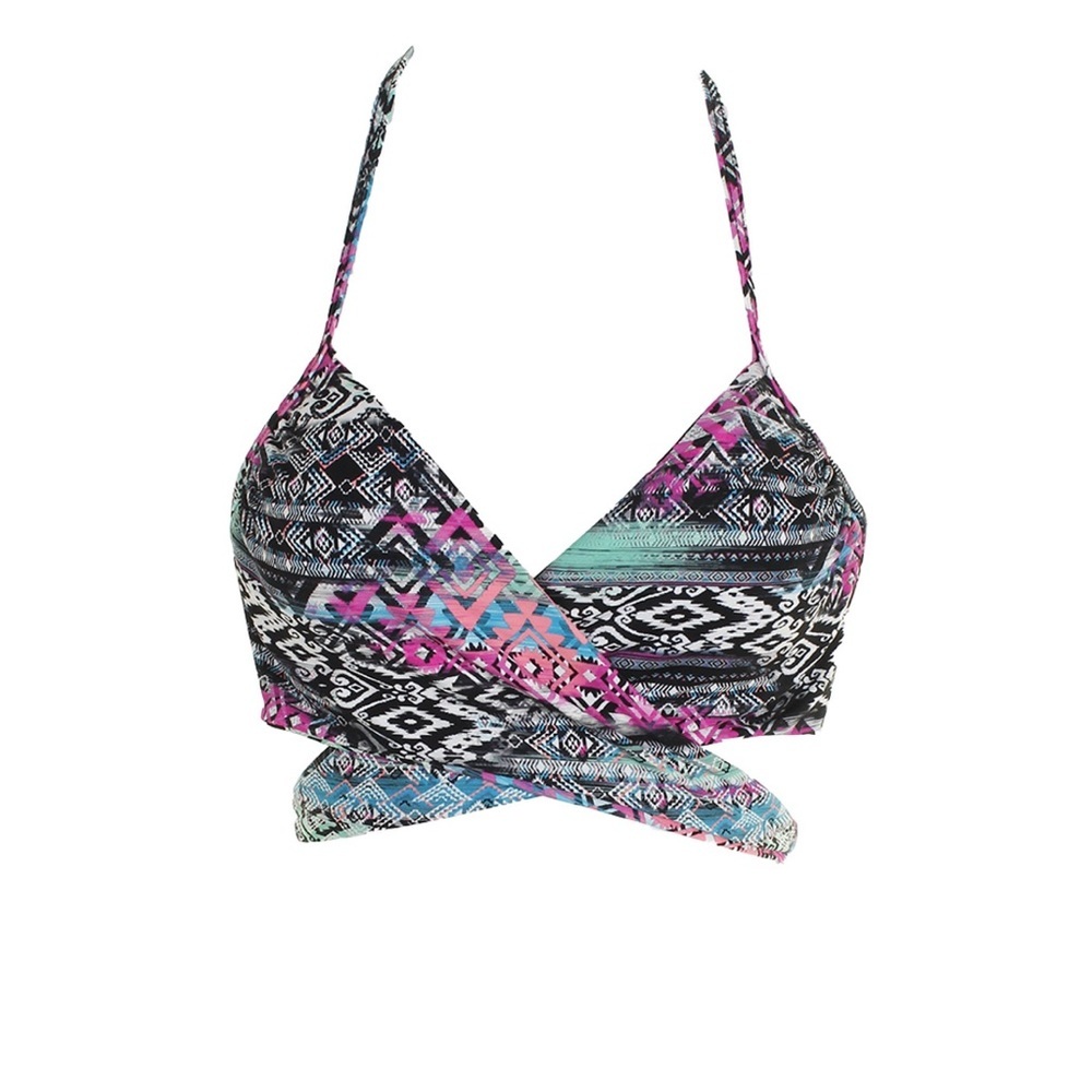 Sundazed Simone Black Multi Underwire Wrap Bikini Top 34C NWT